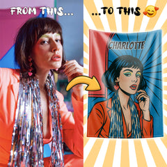 Pop Art Comic Style Custom Flannel Blanket from Your Photo