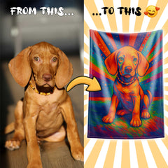 Modern Digital Pop Expressionism Pet Portrait Custom Flannel Blanket from Your Photo