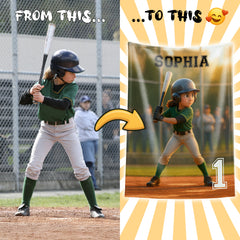 Custom Sports Flannel Blanket – Turn Your Photo into a Pixar-Inspired Athlete Character