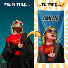 Personalizza il tuo telo mare con ritratto artistico personale!