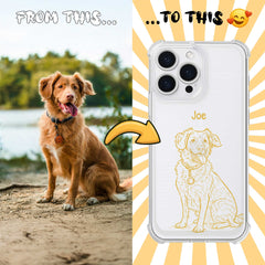 Retro Line Illustration Art Style Clear TPU iPhone Case – Custom Cartoon Portrait from Your Photo