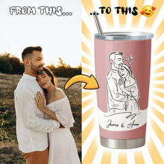 Hand Drawn Minimal Line Illustration Style Custom 20oz Tumbler from Your Photo