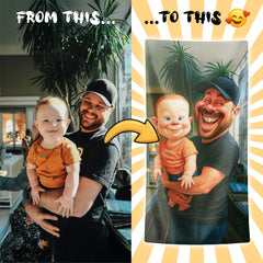 Caricature Style Custom Beach Towel from Your Photo