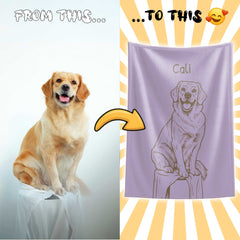 Retro Line Illustration Style Custom Flannel Blanket from Your Photo