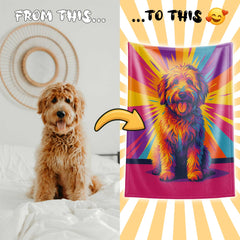 Neon Pop Style Custom Flannel Blanket from Your Photo