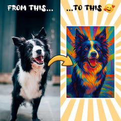 Modern Digital Pop Expressionism Pet Portrait Custom Canvas Print from Your Photo