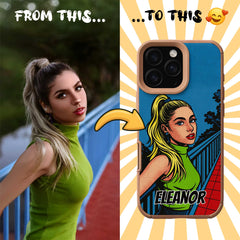 Pop Art TPU & PU iPhone Case – Lichtenstein Comic Style Portrait from Your Photo