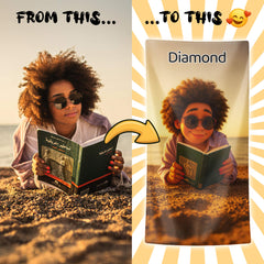 Pixar-Inspired Custom Beach Towel – Book Girl Summer Edition from Your Photo