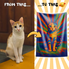 Modern Digital Pop Expressionism Pet Portrait Custom Flannel Blanket from Your Photo