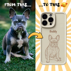 Retro Line Illustration Art Style Pet Portrait TPU iPhone Case – Custom from Your Photo
