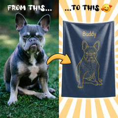 Retro Line Illustration Style Custom Flannel Blanket from Your Photo