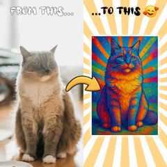 Modern Digital Pop Expressionism Pet Portrait Custom Canvas Print from Your Photo