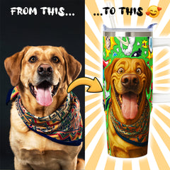 Caricature Style Custom 30oz Tumbler with Handle from Your Photo