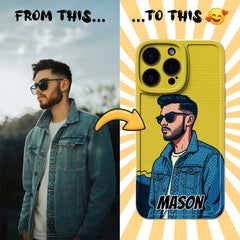 Pop Art TPU iPhone Case – Lichtenstein Comic Style Portrait from Your Photo