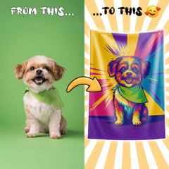 Neon Pop Style Custom Flannel Blanket from Your Photo