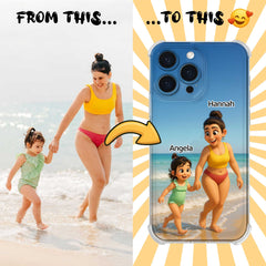 Pixar-Inspired Clear TPU iPhone Case – Custom 3D Cartoon Portrait from Your Photo