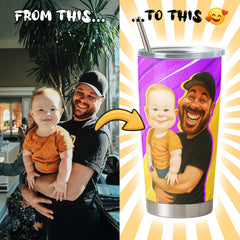 Caricature Style Custom 20oz Tumbler from Your Photo