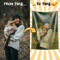 Ghibli-Inspired Custom Flannel Blanket from Your Photo