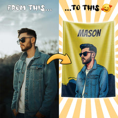 Pop Art Comic Style Custom Flannel Blanket from Your Photo