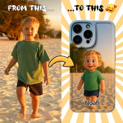 Pixar-Inspired TPU iPhone Case – Custom 3D Cartoon Portrait from Your Photo