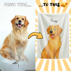 Fairy Tale Cartoon Style Custom Flannel Blanket from Your Photo