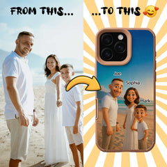 Pixar-Inspired TPU & PU Leather iPhone Case – Custom 3D Cartoon Portrait from Your Photo