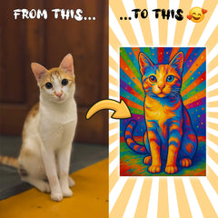 Modern Digital Pop Expressionism Pet Portrait Custom Canvas Print from Your Photo