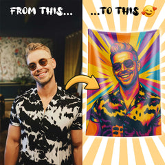 Neon Pop Style Custom Flannel Blanket from Your Photo