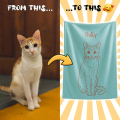 Retro Line Illustration Style Custom Flannel Blanket from Your Photo