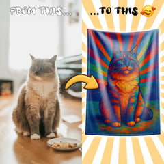 Modern Digital Pop Expressionism Pet Portrait Custom Flannel Blanket from Your Photo