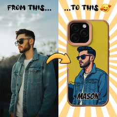 Pop Art TPU & PU iPhone Case – Lichtenstein Comic Style Portrait from Your Photo