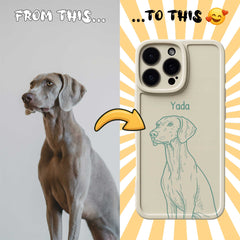Retro Line Illustration Art Style Pet Portrait TPU iPhone Case – Custom from Your Photo
