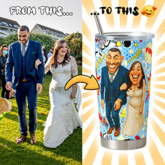 Caricature Style Custom 20oz Tumbler from Your Photo