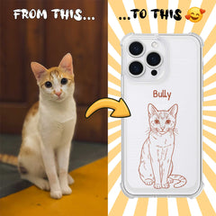 Retro Line Illustration Art Style Clear TPU iPhone Case – Custom Cartoon Portrait from Your Photo