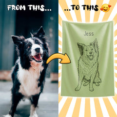 Retro Line Illustration Style Custom Flannel Blanket from Your Photo