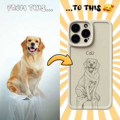 Retro Line Illustration Art Style Pet Portrait TPU iPhone Case – Custom from Your Photo