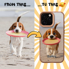 Pixar-Inspired TPU & PU Leather iPhone Case – Custom 3D Cartoon Portrait from Your Photo