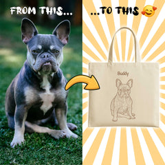 Retro Line Illustration Style Custom Tote Bag From Your Photo