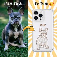 Retro Line Illustration Art Style Clear TPU iPhone Case – Custom Cartoon Portrait from Your Photo