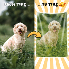 Watercolor and Pen Art Style Custom Flannel Blanket from Your Photo