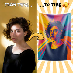 Neon Pop Style Custom Flannel Blanket from Your Photo