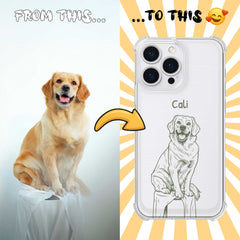 Retro Line Illustration Art Style Clear TPU iPhone Case – Custom Cartoon Portrait from Your Photo