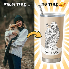 Hand Drawn Minimal Line Illustration Style Custom 20oz Tumbler from Your Photo