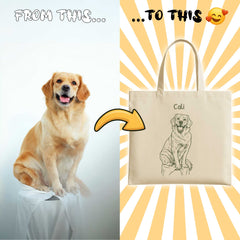 Retro Line Illustration Style Custom Tote Bag From Your Photo