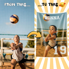 Custom Sports Flannel Blanket – Turn Your Photo into a Pixar-Inspired Athlete Character