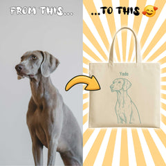 Retro Line Illustration Style Custom Tote Bag From Your Photo