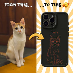 Retro Line Illustration Art Style Pet Portrait TPU iPhone Case – Custom from Your Photo