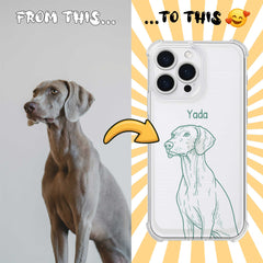 Retro Line Illustration Art Style Clear TPU iPhone Case – Custom Cartoon Portrait from Your Photo