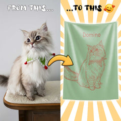 Retro Line Illustration Style Custom Flannel Blanket from Your Photo