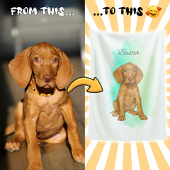 Watercolor and Pen Art Style Custom Flannel Blanket from Your Photo